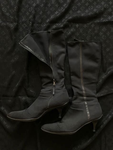 prada sport knee high boots|high heeled designer combat boots.